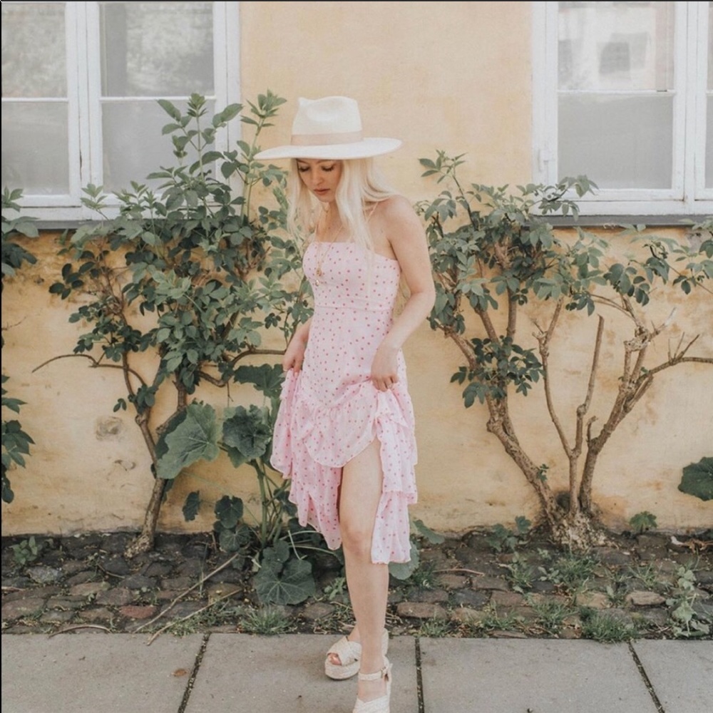 LULU’S NELLIE PINK POLKA DOT MIDI DRESS🌸
